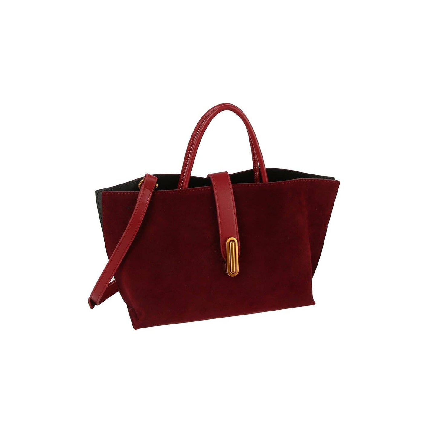 Wine Bronze Latch Suede Mini Tote - Purpose + Passion Boutique