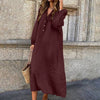 Wine V - Neck Button Dress - Purpose + Passion Boutique