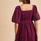 Winter Plum Cotton Box Pleat Mini Dress - Purpose + Passion Boutique