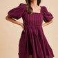 Winter Plum Cotton Box Pleat Mini Dress - Purpose + Passion Boutique