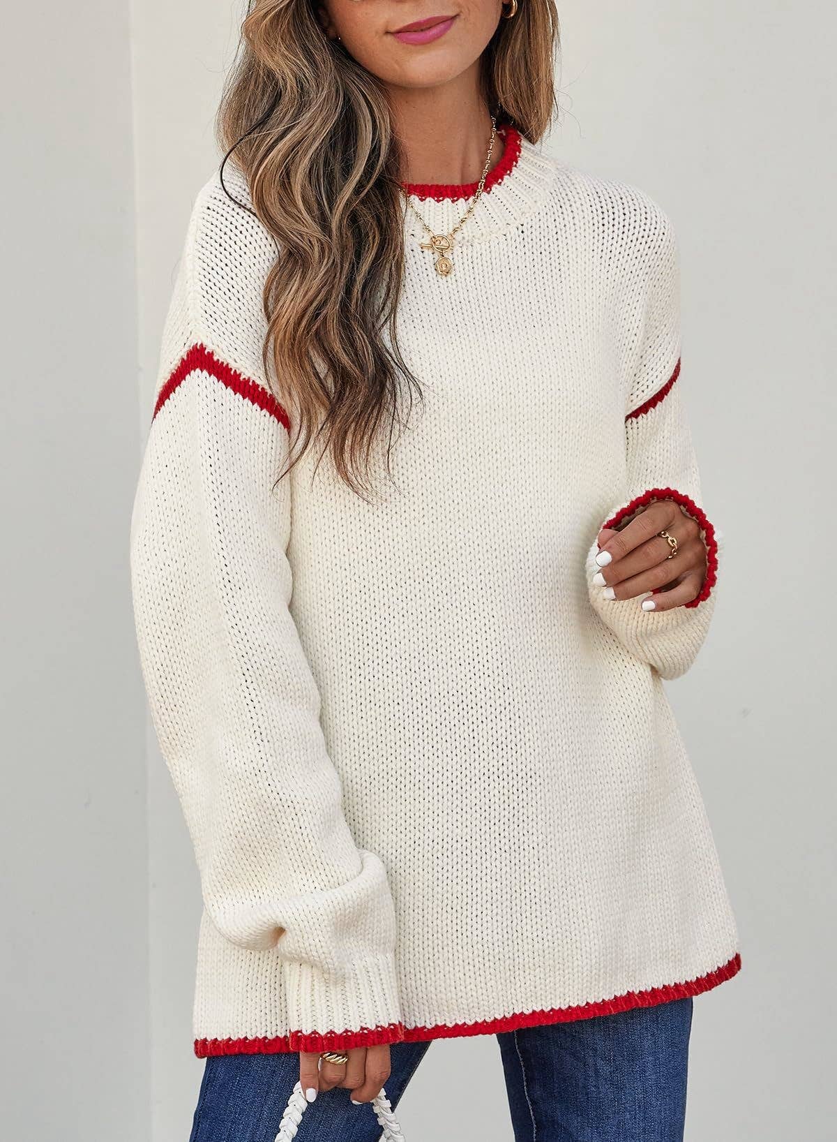 Winter Pullover Contrast Stitching Sweater - Purpose + Passion Boutique