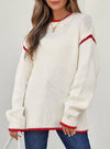 Winter Pullover Contrast Stitching Sweater - Purpose + Passion Boutique