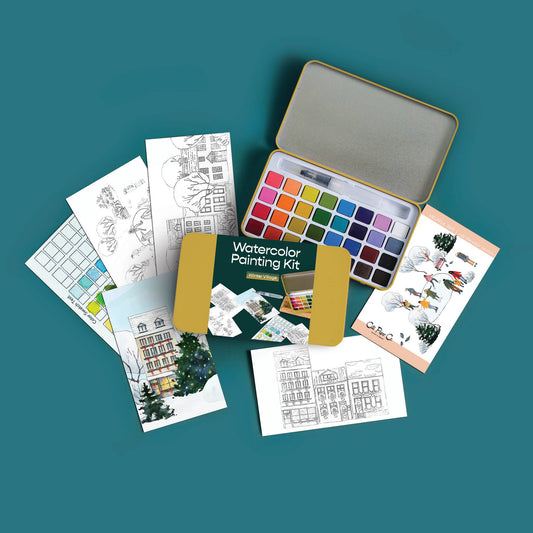 Winter Village Watercolor Painting Kit - Purpose + Passion Boutique