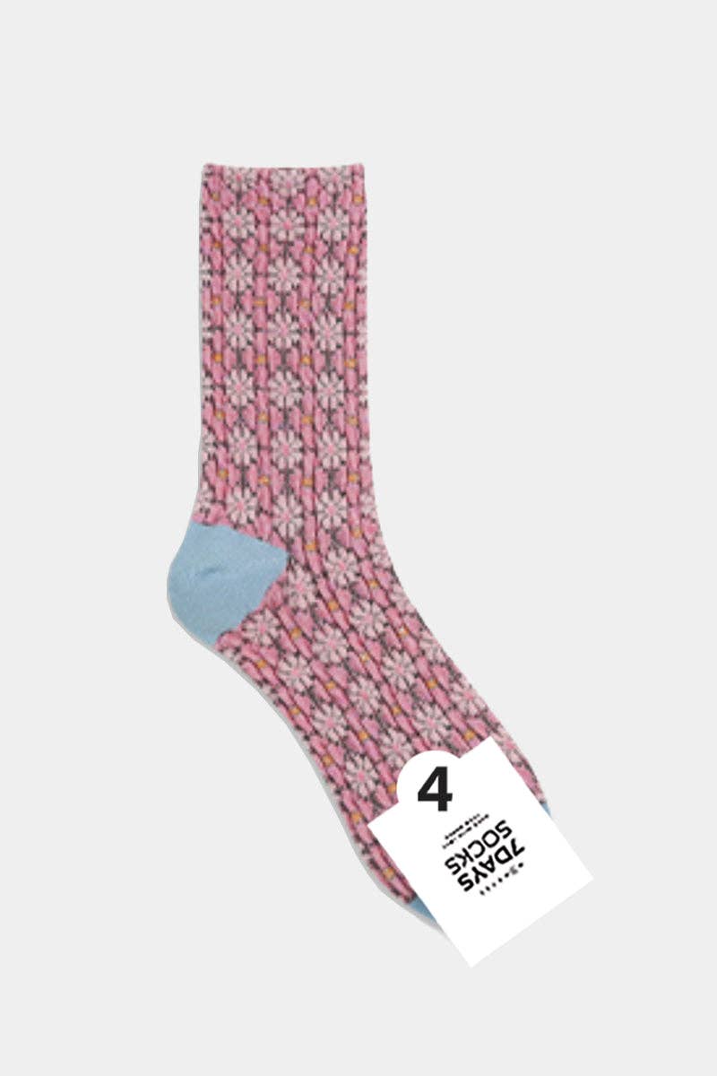 Women's Crew Embo Flower Socks - Purpose + Passion Boutique