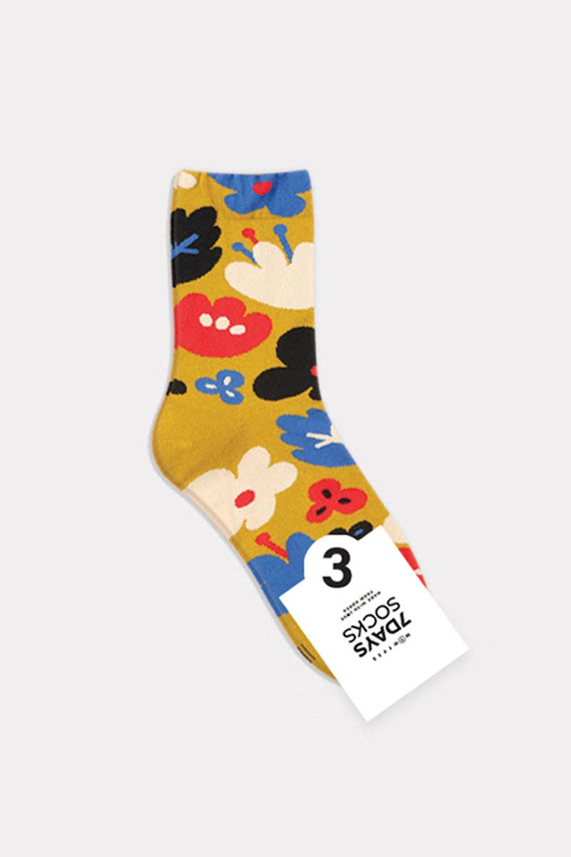 Women`s Crew Flower Fleur Socks - Purpose + Passion Boutique