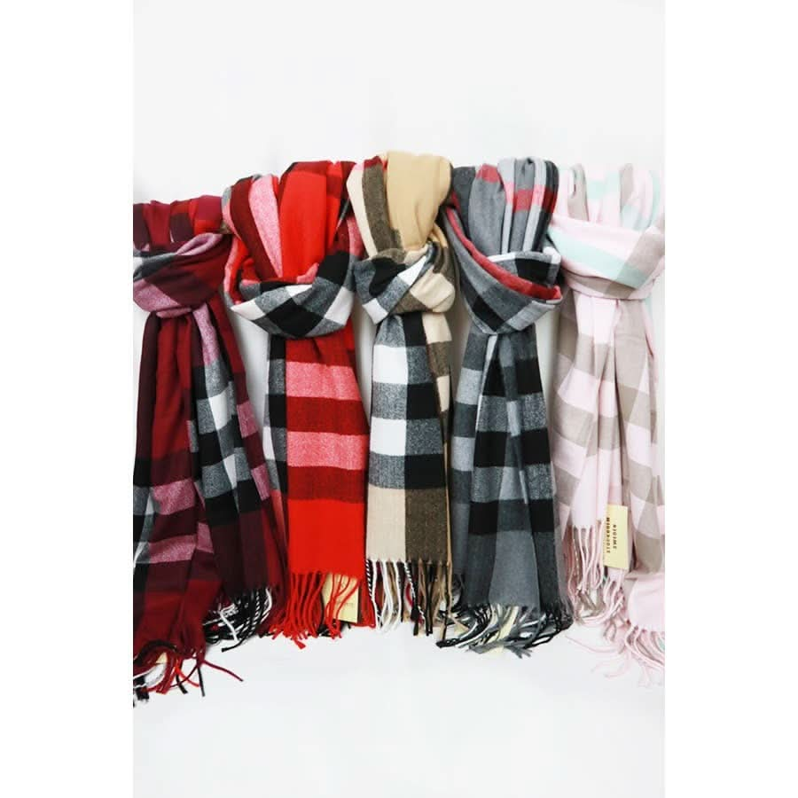 Wool Plaid Cashmere Scarf With Tassel - Purpose + Passion Boutique