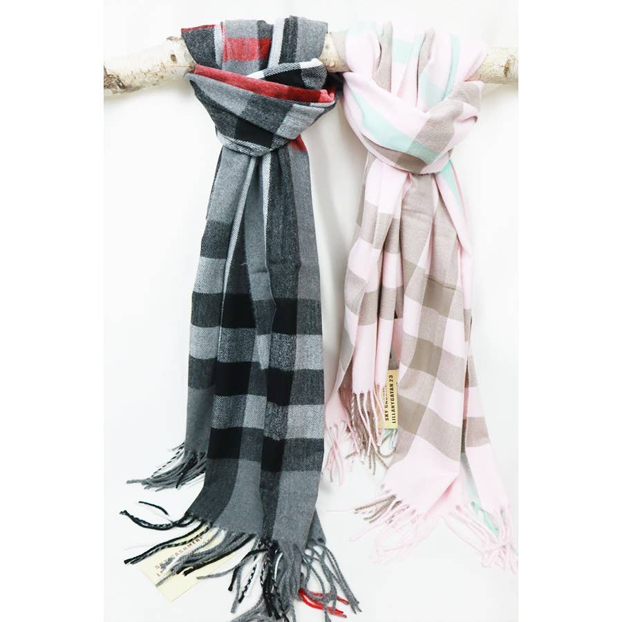 Wool Plaid Cashmere Scarf With Tassel - Purpose + Passion Boutique