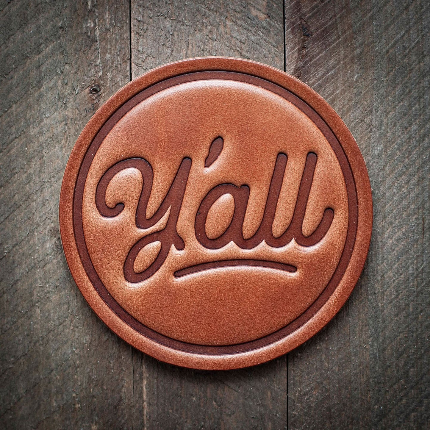 Y'all Leather Coaster - Purpose + Passion Boutique