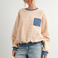 Yellow / Blue Striped Oversized Crewneck Long Sleeve Sweater - Purpose + Passion Boutique