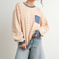 Yellow / Blue Striped Oversized Crewneck Long Sleeve Sweater - Purpose + Passion Boutique