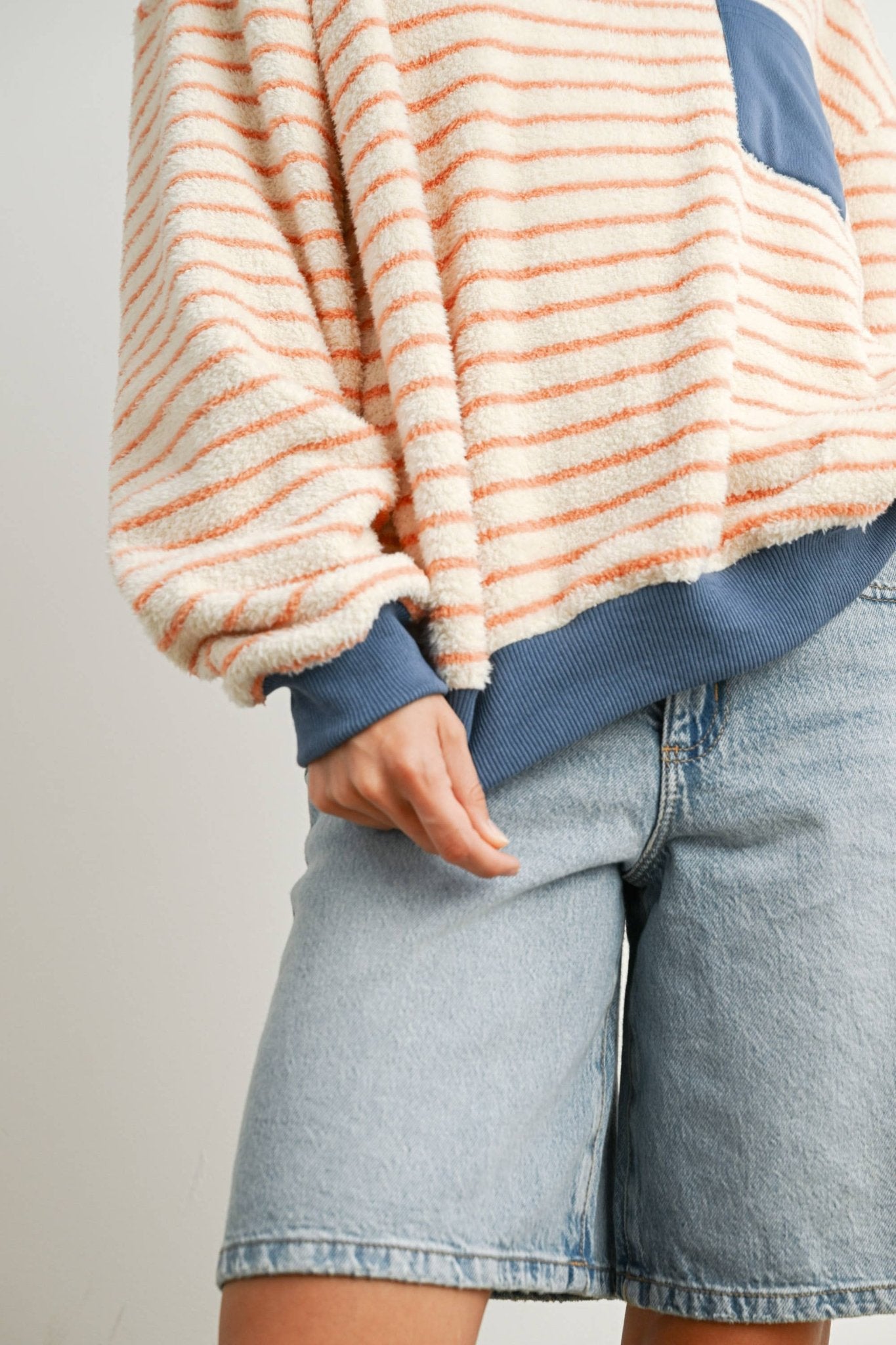 Yellow / Blue Striped Oversized Crewneck Long Sleeve Sweater - Purpose + Passion Boutique