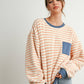 Yellow / Blue Striped Oversized Crewneck Long Sleeve Sweater - Purpose + Passion Boutique