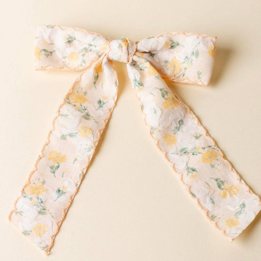 Yellow Floral Flair Hair Bow - Purpose + Passion Boutique