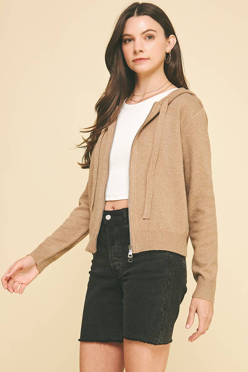 Zip Up Hoodie Cardigan Sweater - Purpose + Passion Boutique