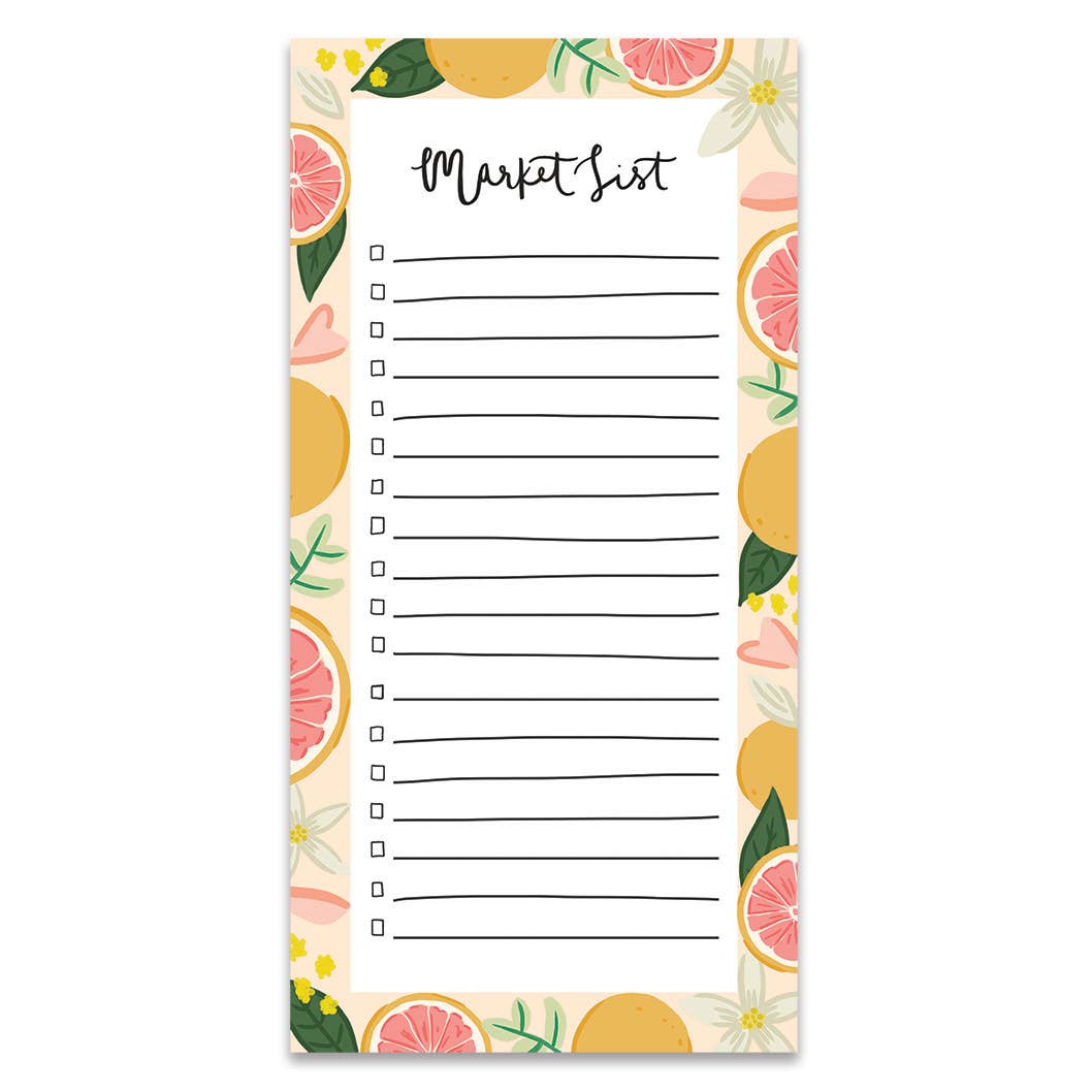 Pink Grapefruit Market List Notepad