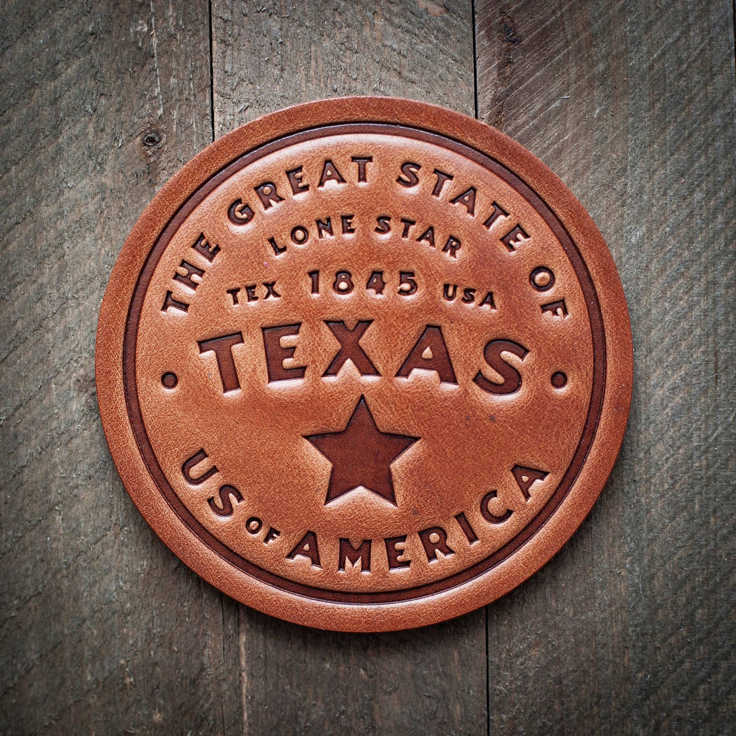 Texas Leather Coaster