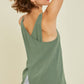 Green Vintage Washed Twisted Back Cami Tank