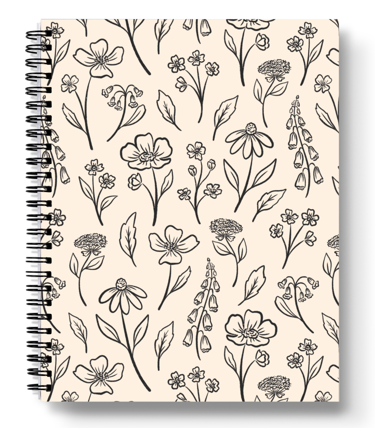 Ivory Pressed Floral Spiral Lined Notebook