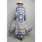 Blue Aztec Pattern Long Cardigan