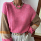 Color Block Knit Pink Sweater