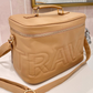 TRAVEL Camel Leather Open Top Bag