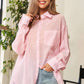 Pink Stripe Glitter Sequins Button Down Shirt