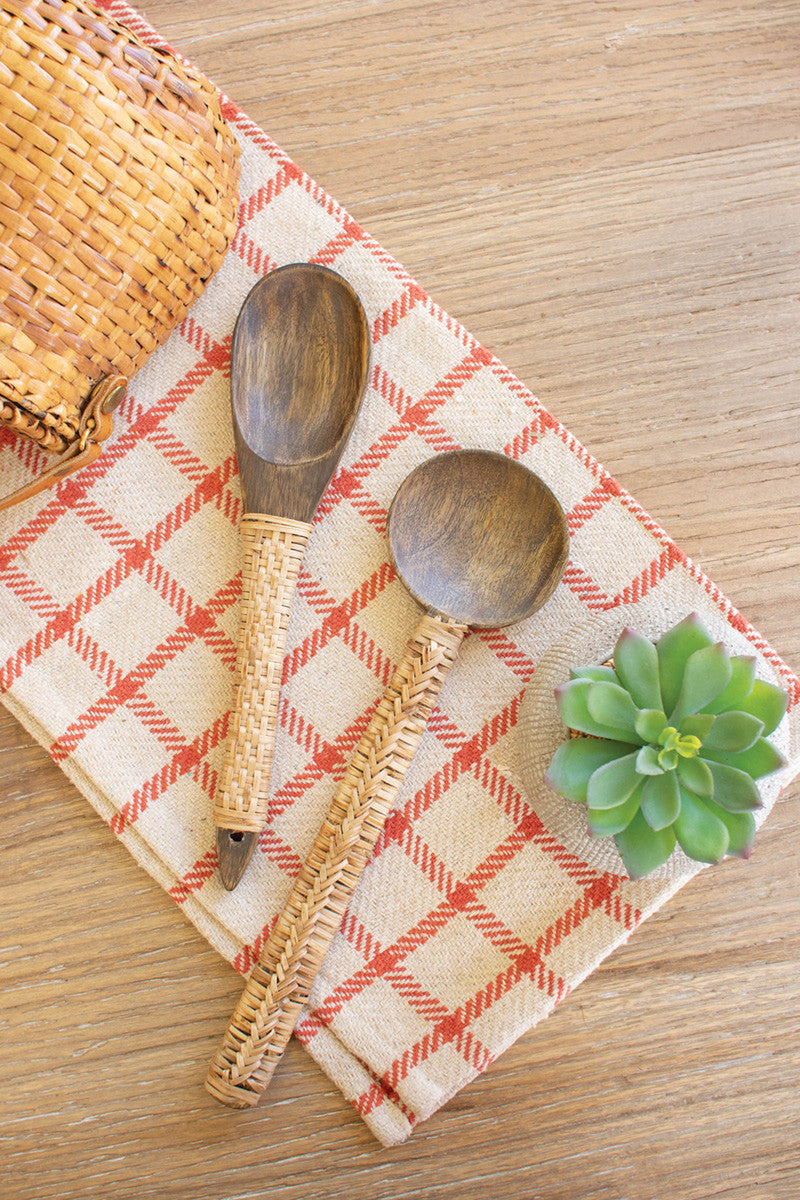 Woven Cane Wooden Spoons (2)