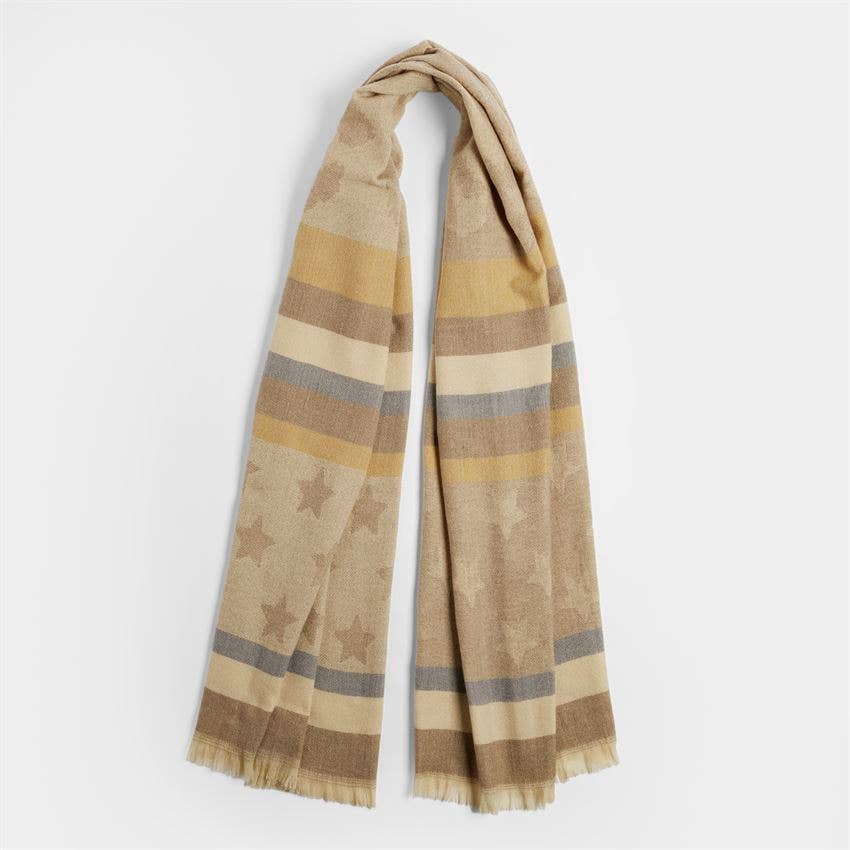 Taupe/Dusty Blue Star Oblong Scarf