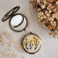 Yellow Daisies Floral Embroidered Compact Mirror