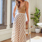 Coffee Stripe Flare Maxi Skirt