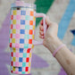 Multicolored Checkered Coffee Tumbler Cup (40oz)
